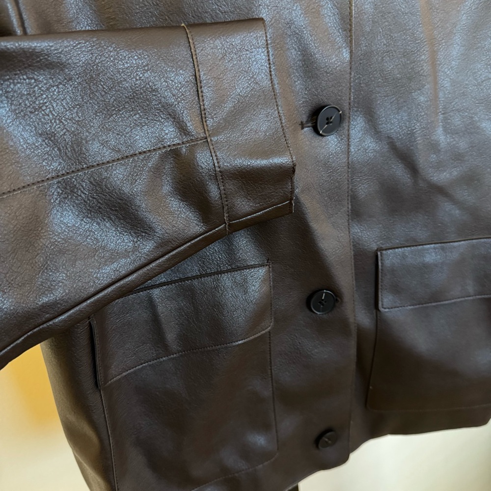 Mango Dark Brown Faux Leather Jacket - Picture 5 of 6